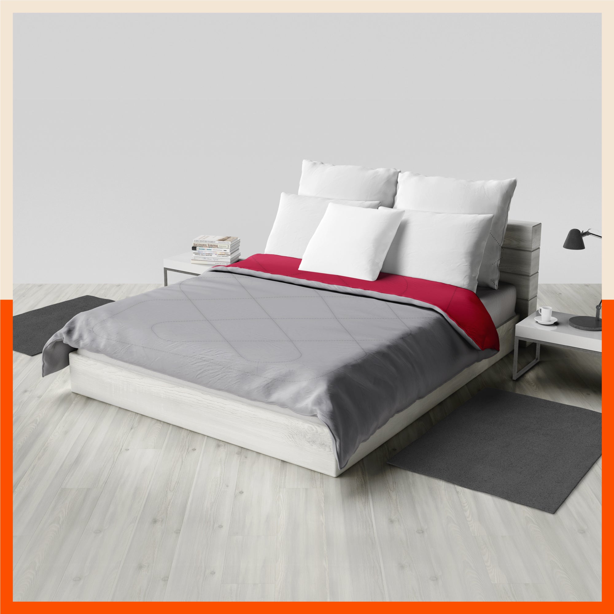 ELVA Reversible Microfiber Comforter / Blanket / Quilt / Duvet For Home | Double â€“ Red & Grey - 200 GSM