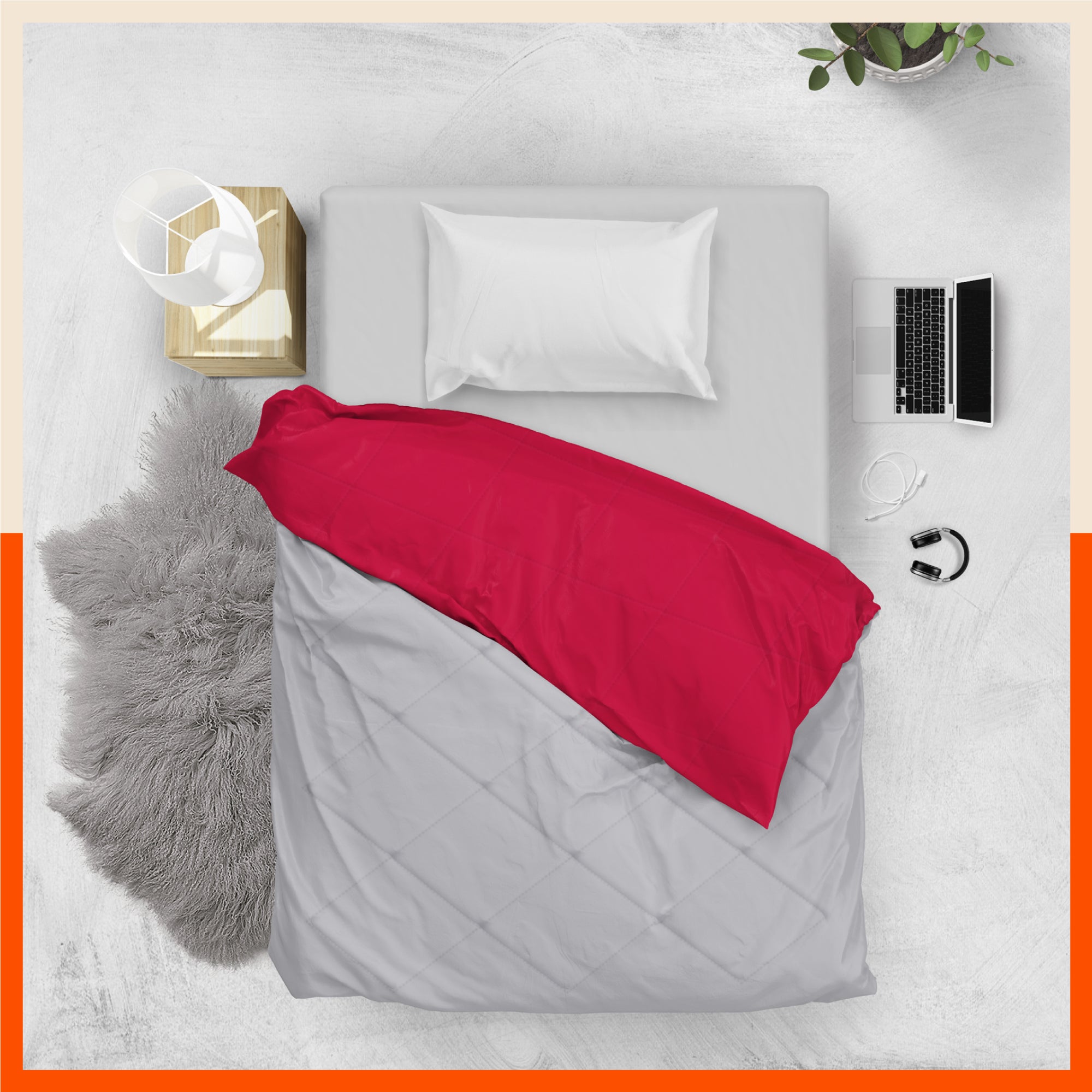 ELVA Reversible Microfiber Comforter / Blanket / Quilt / Duvet For Home | Single Red & Grey - 200 GSM