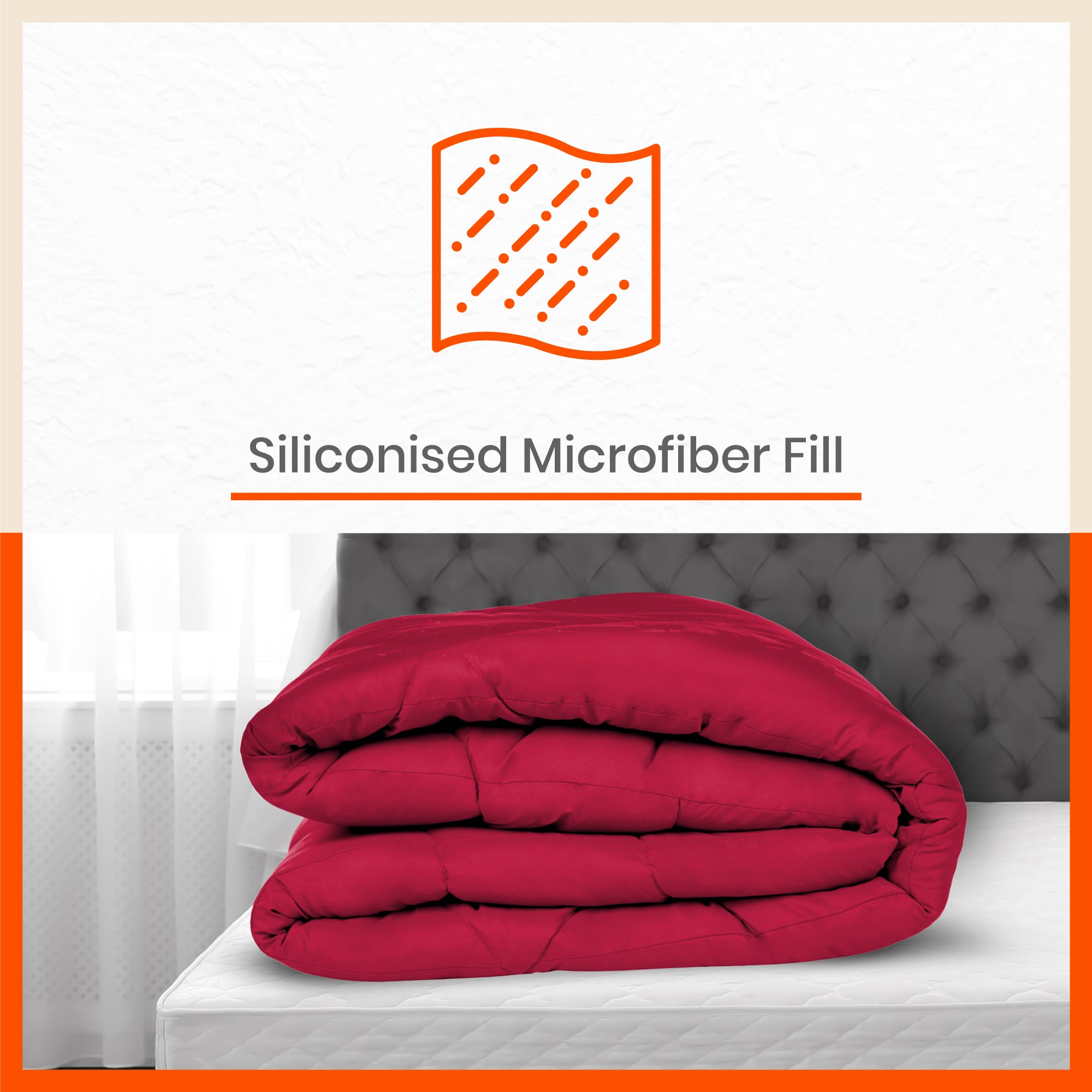 ELVA Reversible Microfiber Comforter / Blanket / Quilt / Duvet For Home | Double â€“ Red & Grey - 200 GSM