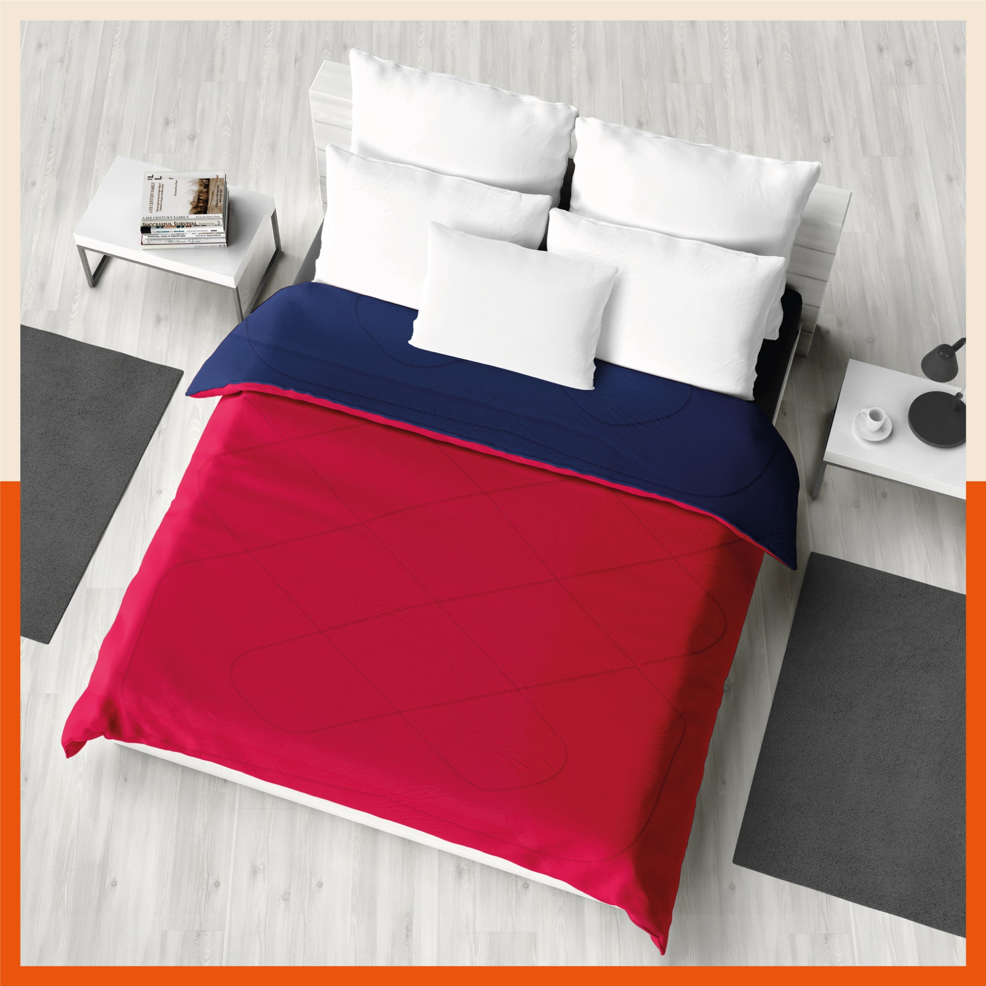 ELVA Reversible Microfiber Comforter / Blanket / Quilt / Duvet For Home | Double â€“ Red & Navy - 200 GSM