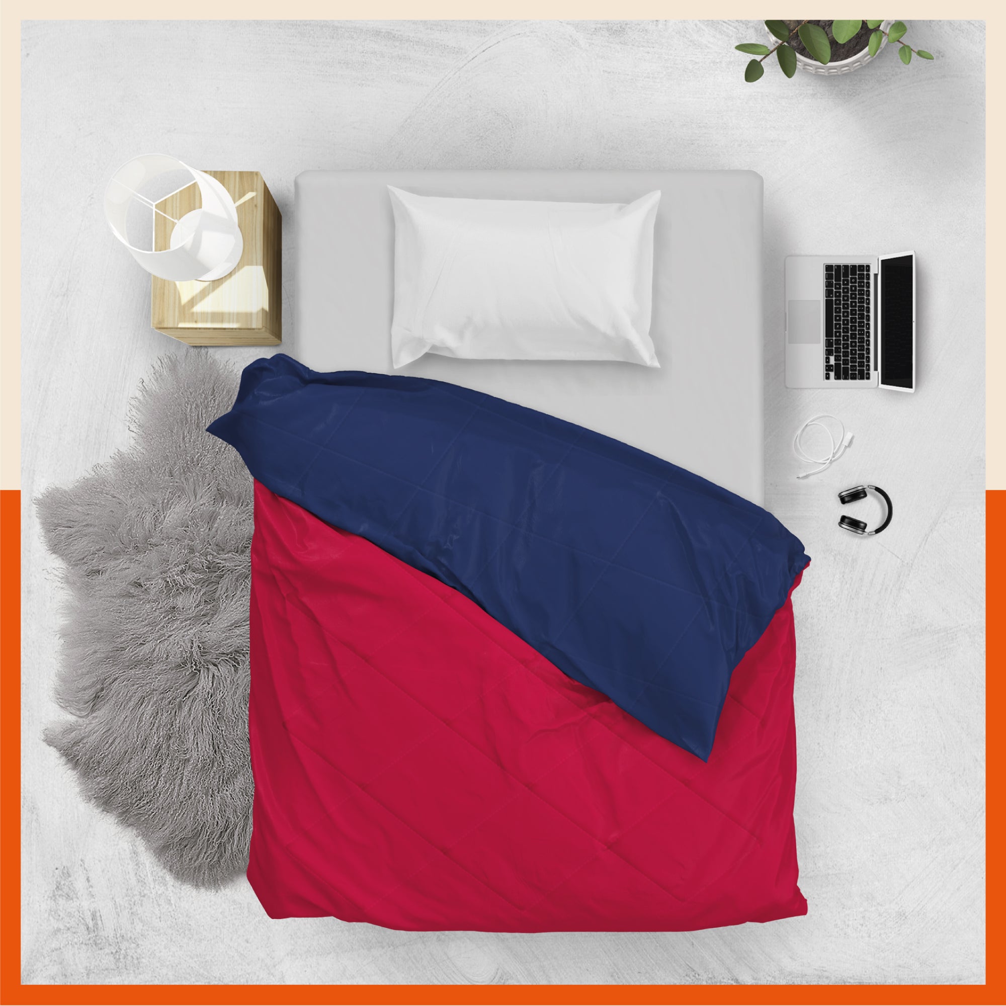 ELVA Reversible Microfiber Comforter / Blanket / Quilt / Duvet For Home | Single â€“ Red & Navy - 200 GSM