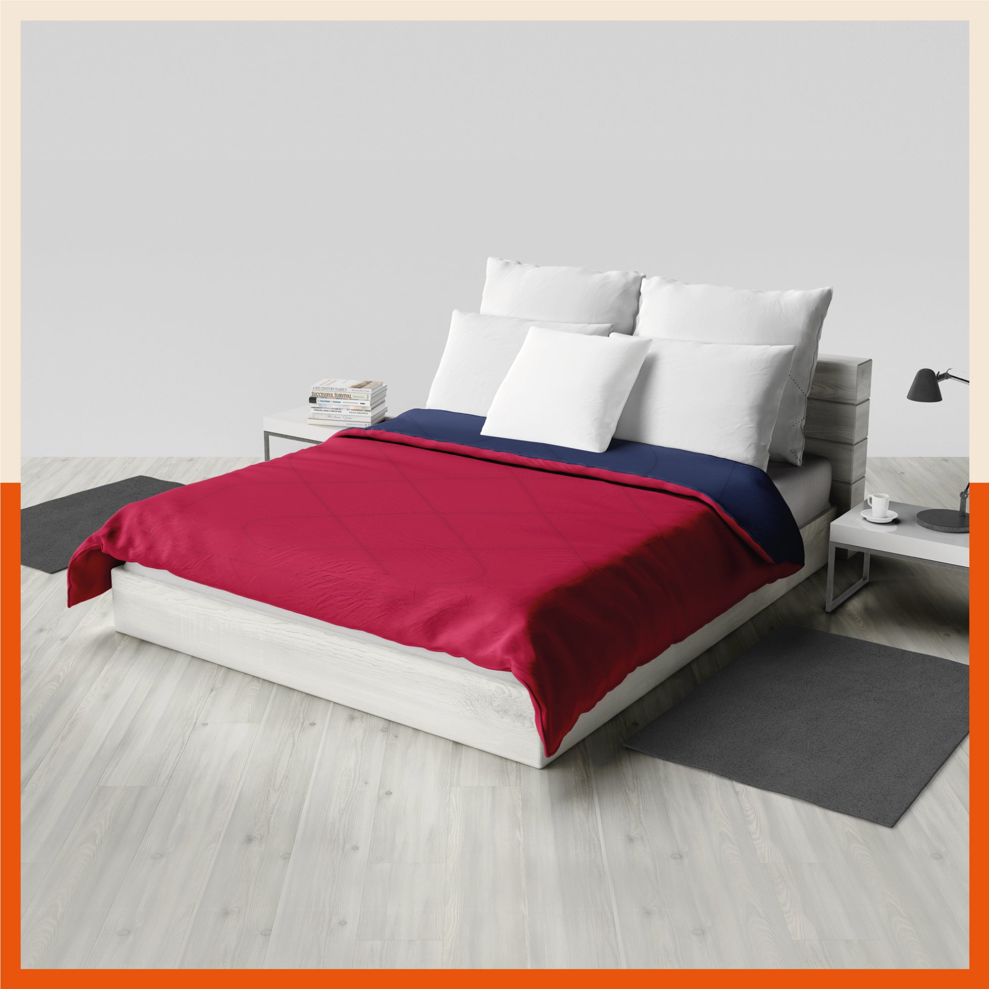 ELVA Reversible Microfiber Comforter / Blanket / Quilt / Duvet For Home | Double â€“ Red & Navy - 200 GSM