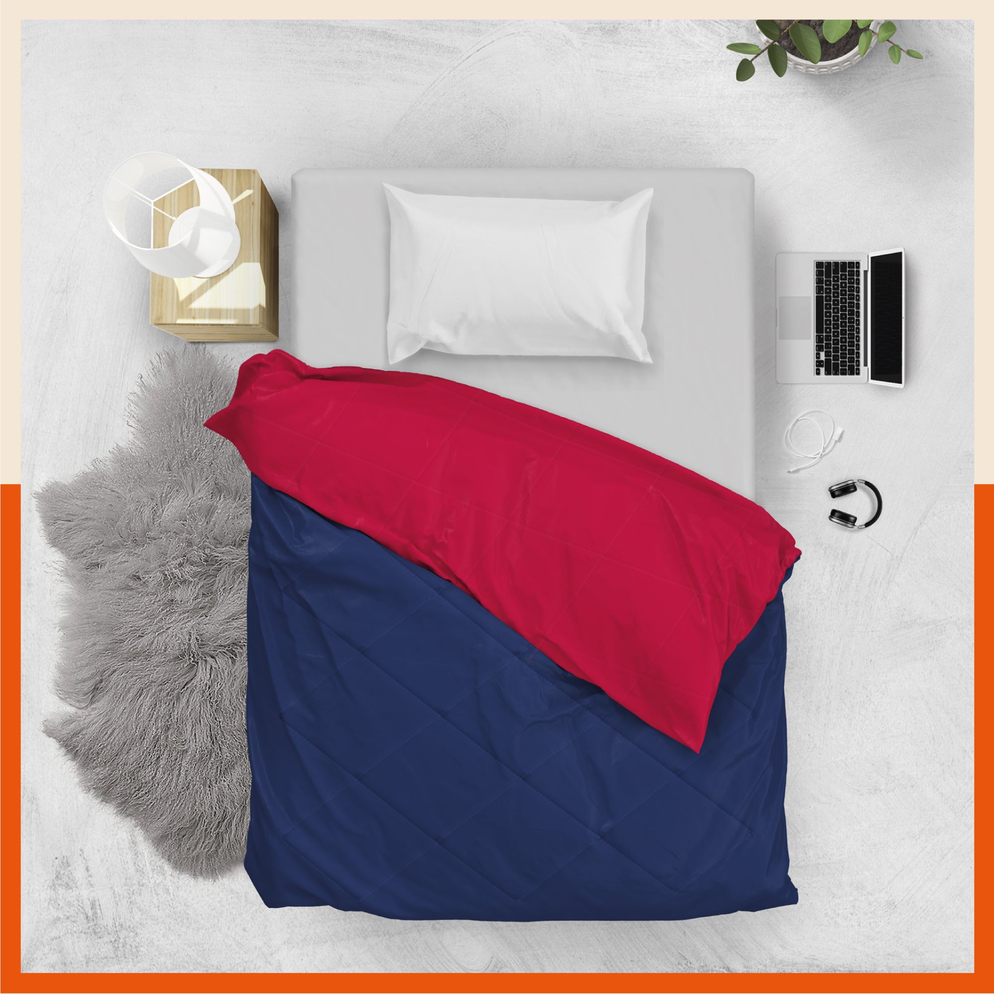 ELVA Reversible Microfiber Comforter / Blanket / Quilt / Duvet For Home | Single â€“ Red & Navy - 200 GSM