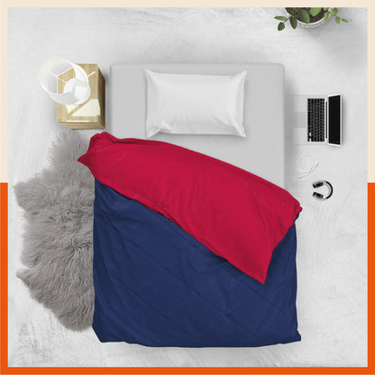 ELVA Reversible Microfiber Comforter / Blanket / Quilt / Duvet For Home | Single â€“ Red & Navy - 200 GSM