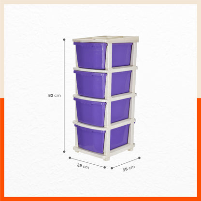Stomo 4 Drawer Multi-Purpose Storage Organizer for Home and Office (Purple)
