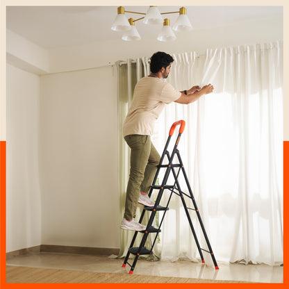 Bathla Ascend 2 Step Heavy Duty Steel Ladder for Home - Orange & Black