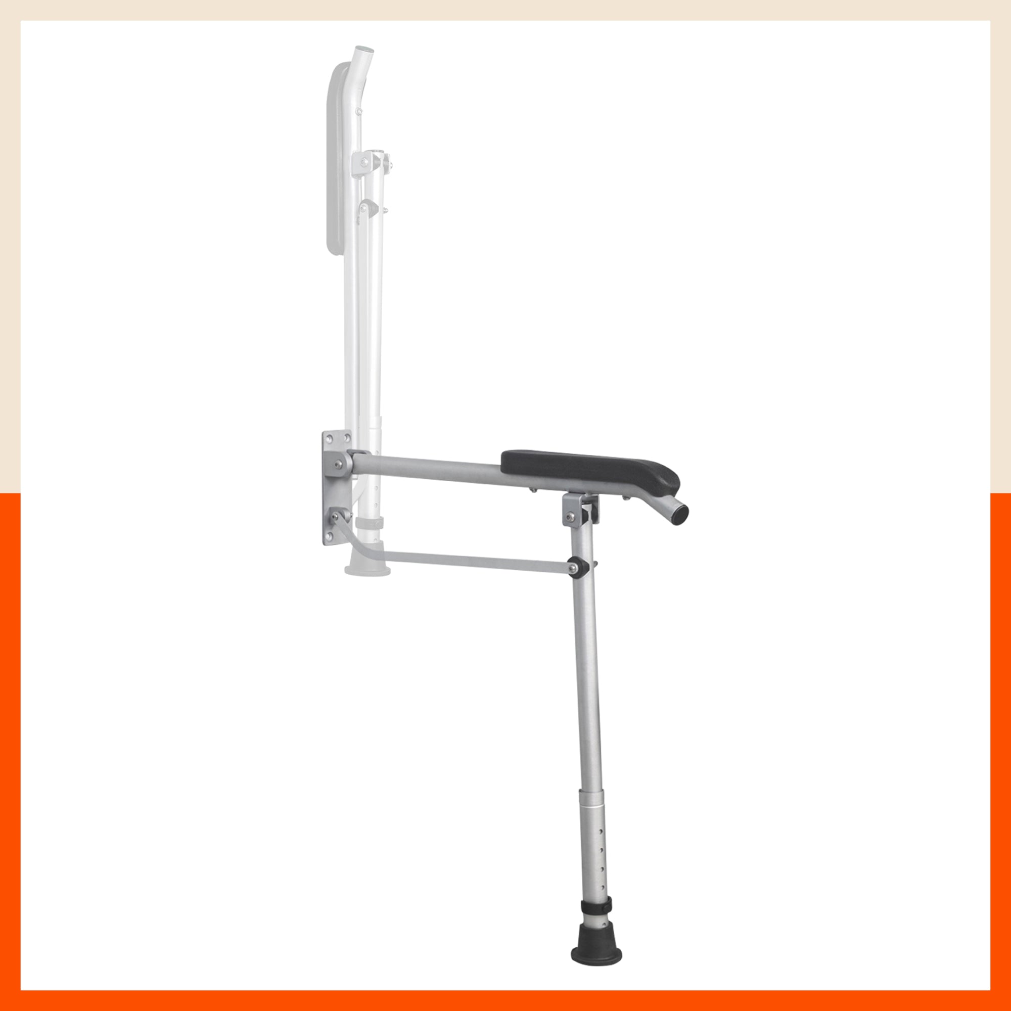 Bathla Assist+ Comfort Aluminium Grab Bar with Floor Support | Non - Slip Bathroom Safety Handle with Soft Grip | Easy Installation, Rust - Resistant | for The Elderly, Disabled & Pregnant Women