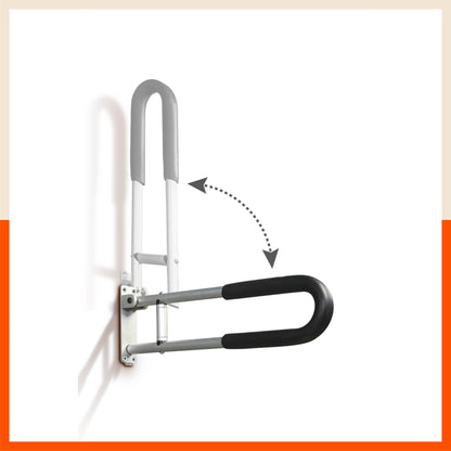 Bathla Assist+ Grip Wall Mounted Flip-up Aluminum Grab Bar | Non-Slip Bathroom Safety Handle with Soft Grip | Easy Installation, Rust-Resistant | for The Elderly, Disabled & Pregnant Women