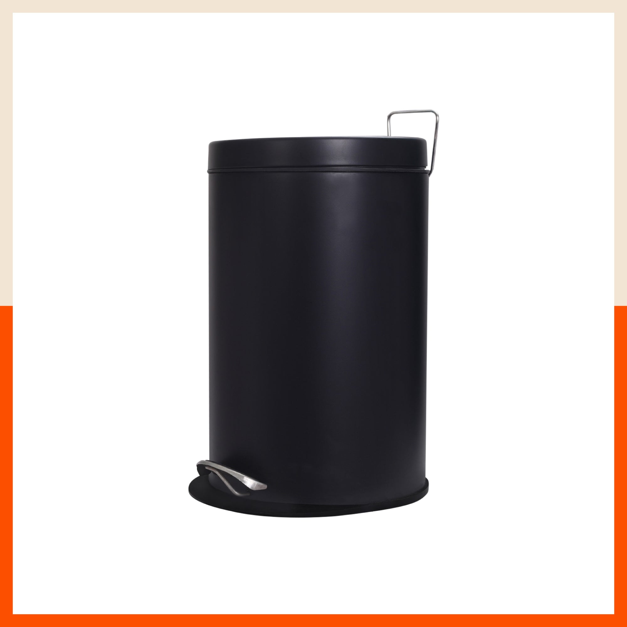Bathla Accord Black Step Dustbin for Home, Office & Kitchen - 12 Litres | Heavy-Duty Step Bin with Foot Pedal | Durable & Hands-Free Waste Bin