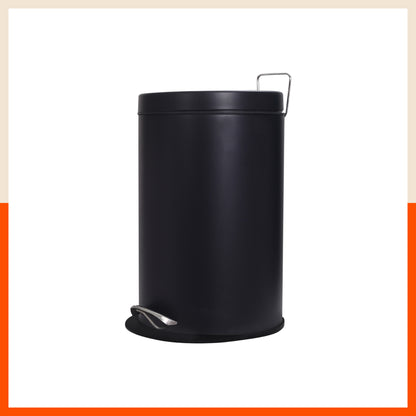 Bathla Accord Black Step Dustbin for Home, Office & Kitchen - 12 Litres | Heavy-Duty Step Bin with Foot Pedal | Durable & Hands-Free Waste Bin