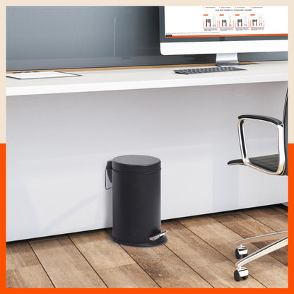 Bathla Accord Black Step Dustbin for Home, Office & Kitchen - 12 Litres | Heavy-Duty Step Bin with Foot Pedal | Durable & Hands-Free Waste Bin