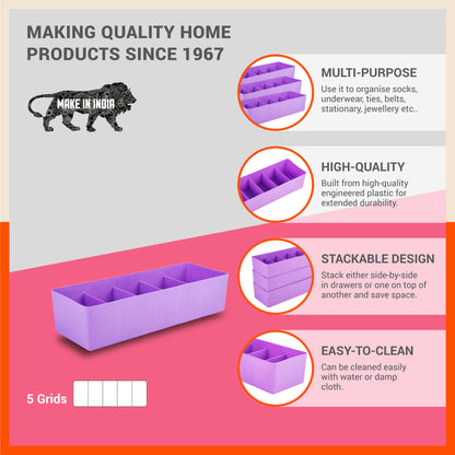 Stomo Dori Multi-Purpose Stackable Drawer Organizer For Home | Lavender - Set of 16