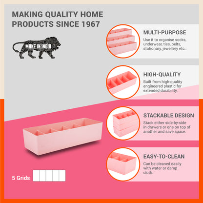 Stomo Dori Multi-Purpose Stackable Drawer Organizer For Home | Peach - Set of 4