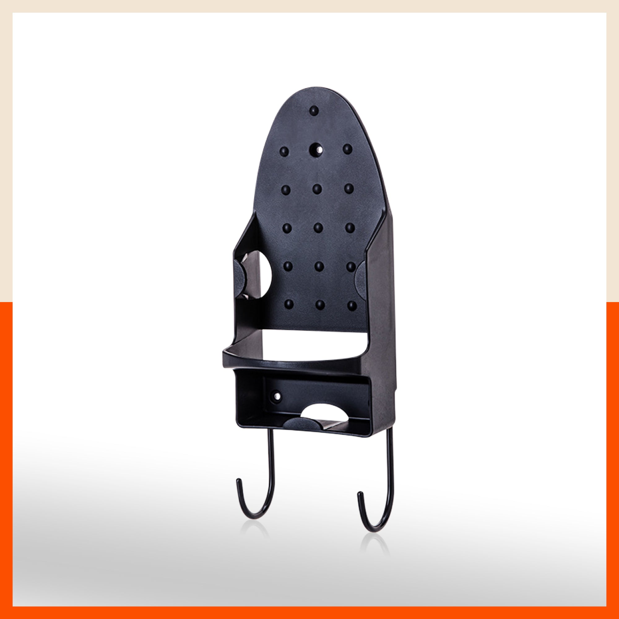 Bathla Heat Resistant Wall Mounted Iron Board Holder with Steel Hooks | Space Saving Design - Organised Cables | Black