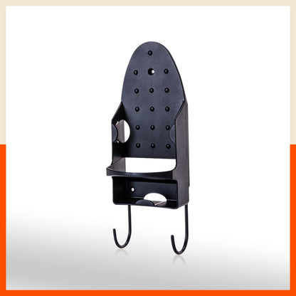 Bathla Heat Resistant Wall Mounted Iron Board Holder with Steel Hooks | Space Saving Design - Organised Cables | Black