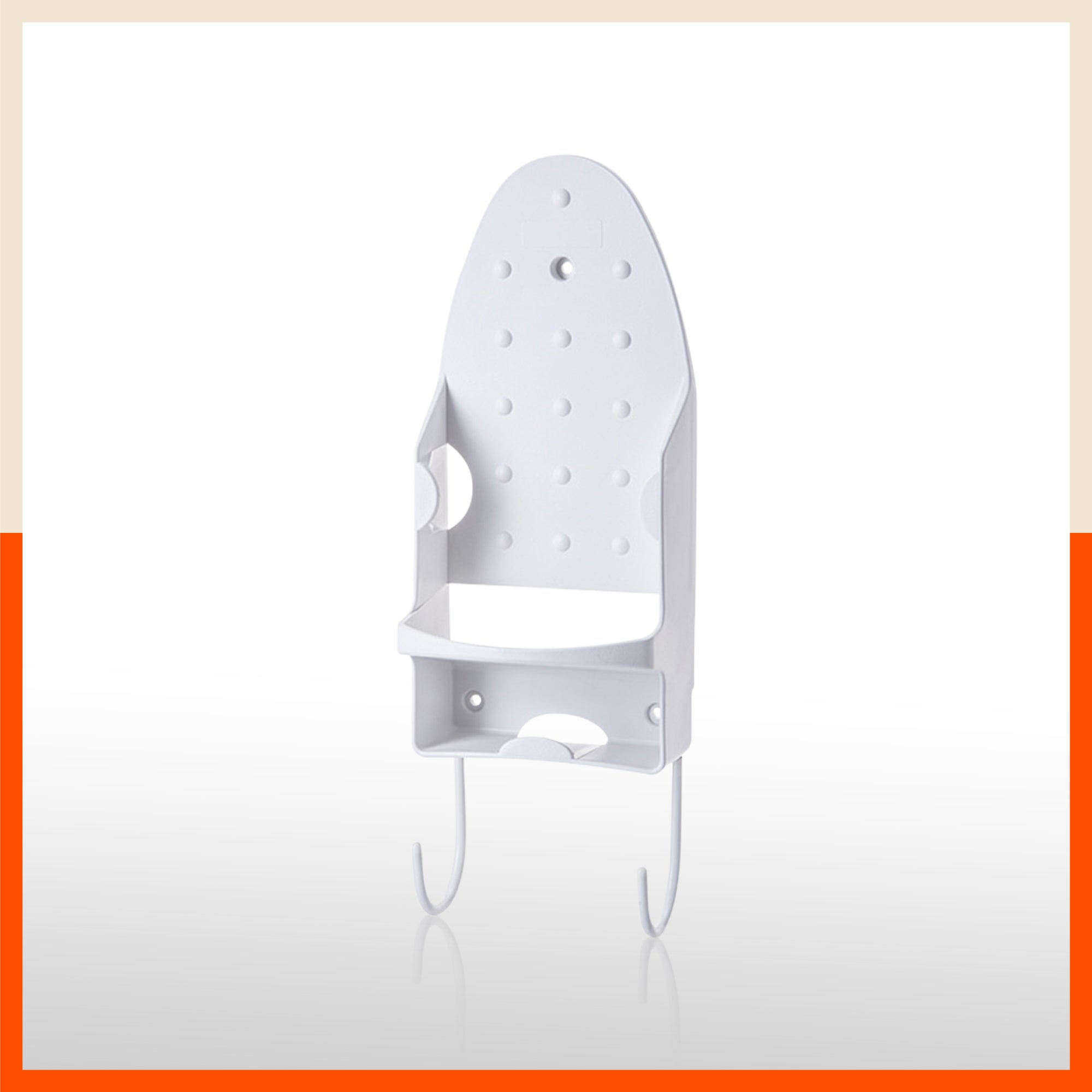 Bathla Heat Resistant Wall Mounted Iron Board Holder with Steel Hooks | Space Saving Design - Organised Cables | White