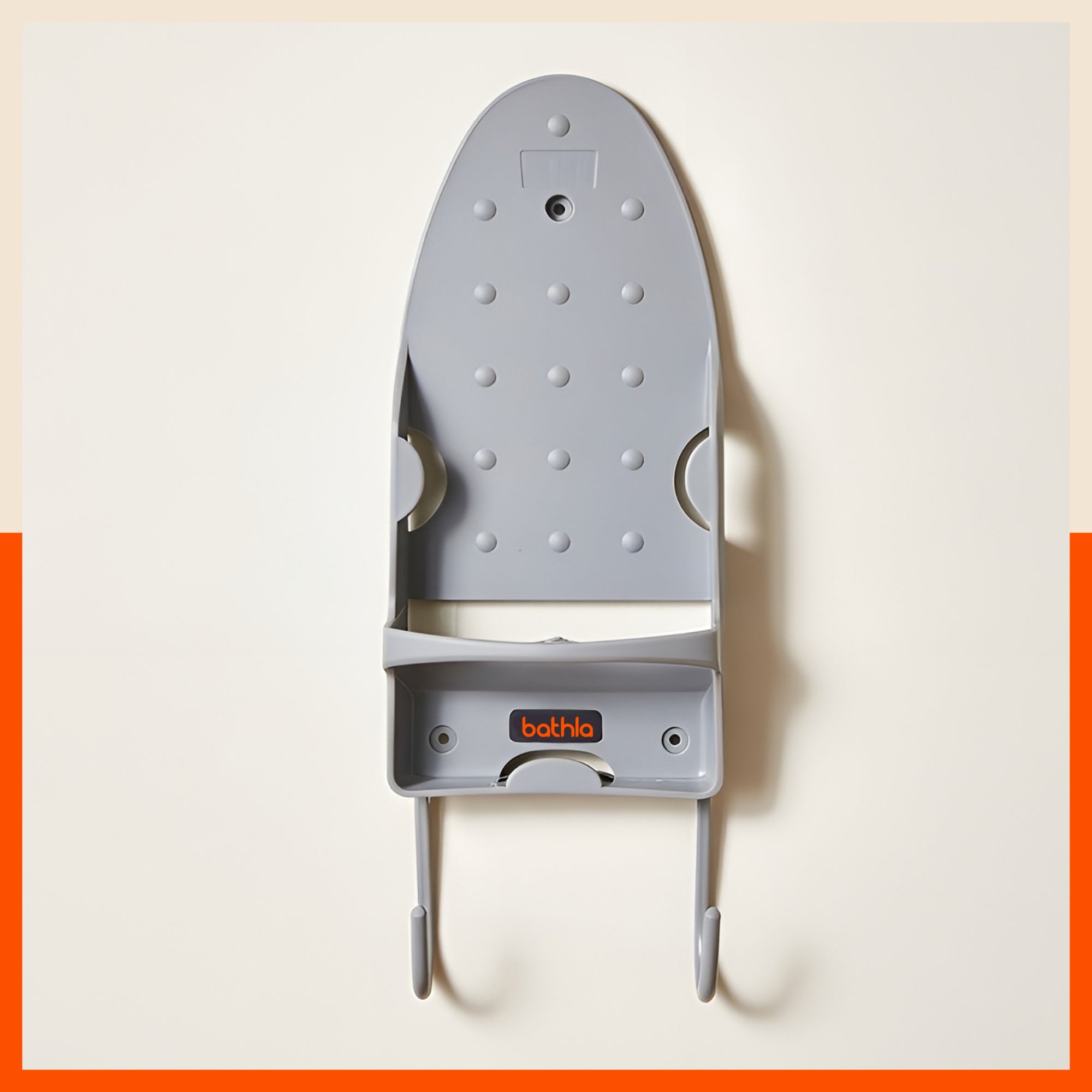 Bathla Heat Resistant Wall Mounted Iron Board Holder with Steel Hooks | Space Saving Design - Organised Cables | Grey