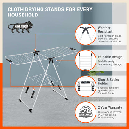 Bathla Mobidry Neo - Foldable Cloth Drying Stand For Home (Black)