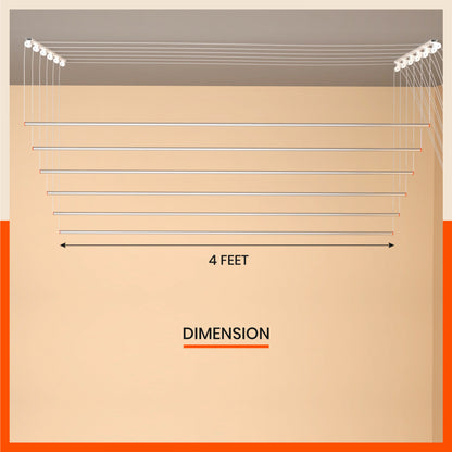 Bathla Mobidry Exa Stainless Steel Ceiling Cloth Dryer - 4ft x 6 Pipes