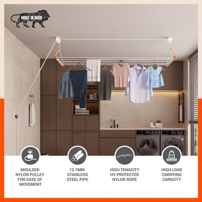 Bathla Mobidry LYFT Stainless Steel Ceiling Cloth Dryer  - 4ft x 5 Pipes