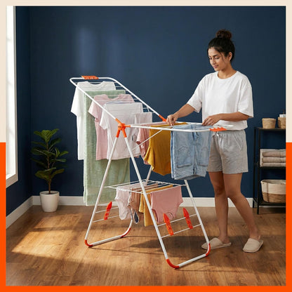 Bathla Mobidry Neo Foldable Cloth Drying Stand for Home (147 x 56 x 110 cm, (Orange)