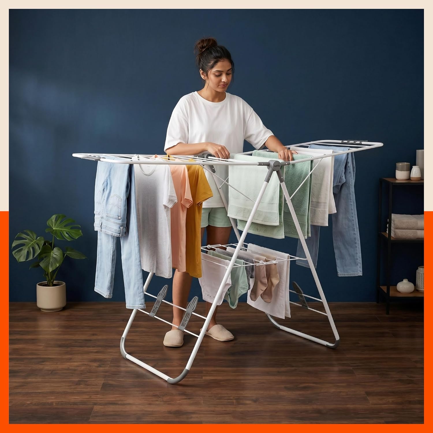 Bathla Mobidry Neo Foldable Cloth Drying Stand for Home (147 x 56 x 110 cm, (Grey)