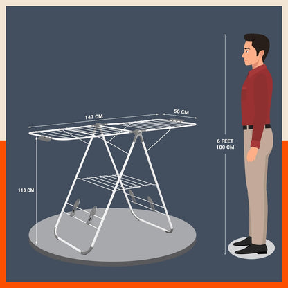 Bathla Mobidry Neo Foldable Cloth Drying Stand for Home (147 x 56 x 110 cm, (Grey)