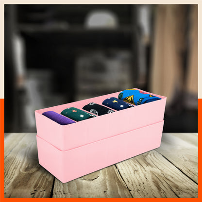 Stomo Dori Multi-Purpose Stackable Drawer Organizer For Home | Peach - Set of 2
