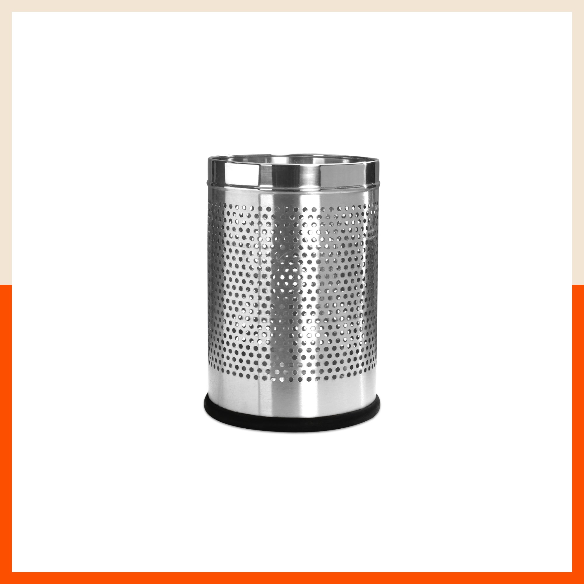Bathla Stainless Steel Perforated Open Dustbin - 5 Litres | Mesh Trash Can for Home, Office & Commercial Use | Durable, Rust-Resistant & Ventilated Waste Bin