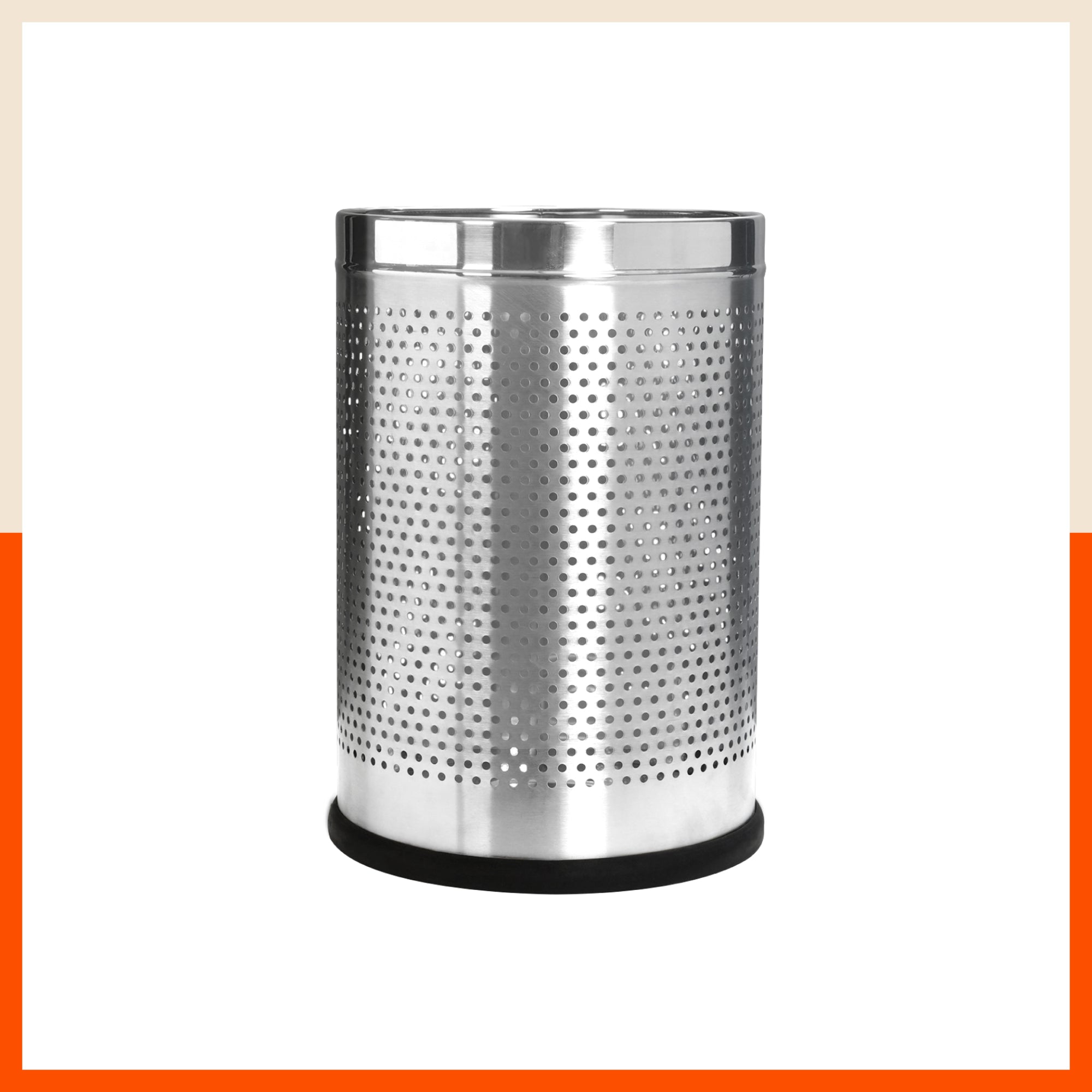Bathla Stainless Steel Perforated Open Dustbin - 8 Litres | Mesh Trash Can for Home, Office & Commercial Use | Durable, Rust-Resistant & Ventilated Waste Bin