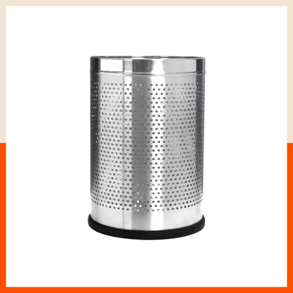 Bathla Stainless Steel Perforated Open Dustbin - 8 Litres | Mesh Trash Can for Home, Office & Commercial Use | Durable, Rust-Resistant & Ventilated Waste Bin
