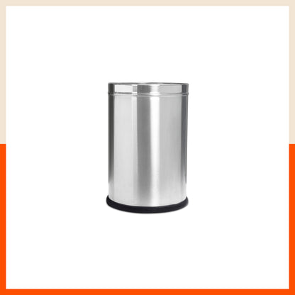 Bathla Stainless Steel Open Dustbin for Home, Office & Kitchen - 8 Litres | Open Top Garbage Bin for Dry Waste, Paper & Recycling | Durable, Rust-Resistant & Space-Saving Trash Can