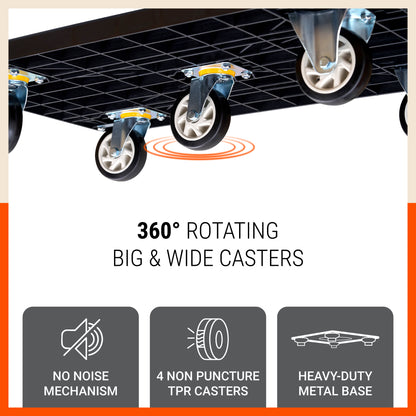 Bathla 600 Kg Capacity PVC Foldable Platform Trolley for Heavy Weight/Material Handling Goods Trolley with 360* Rotating TPR Wheels for Home, Office, Warehouse & Industries - (4 Wheel/Black)
