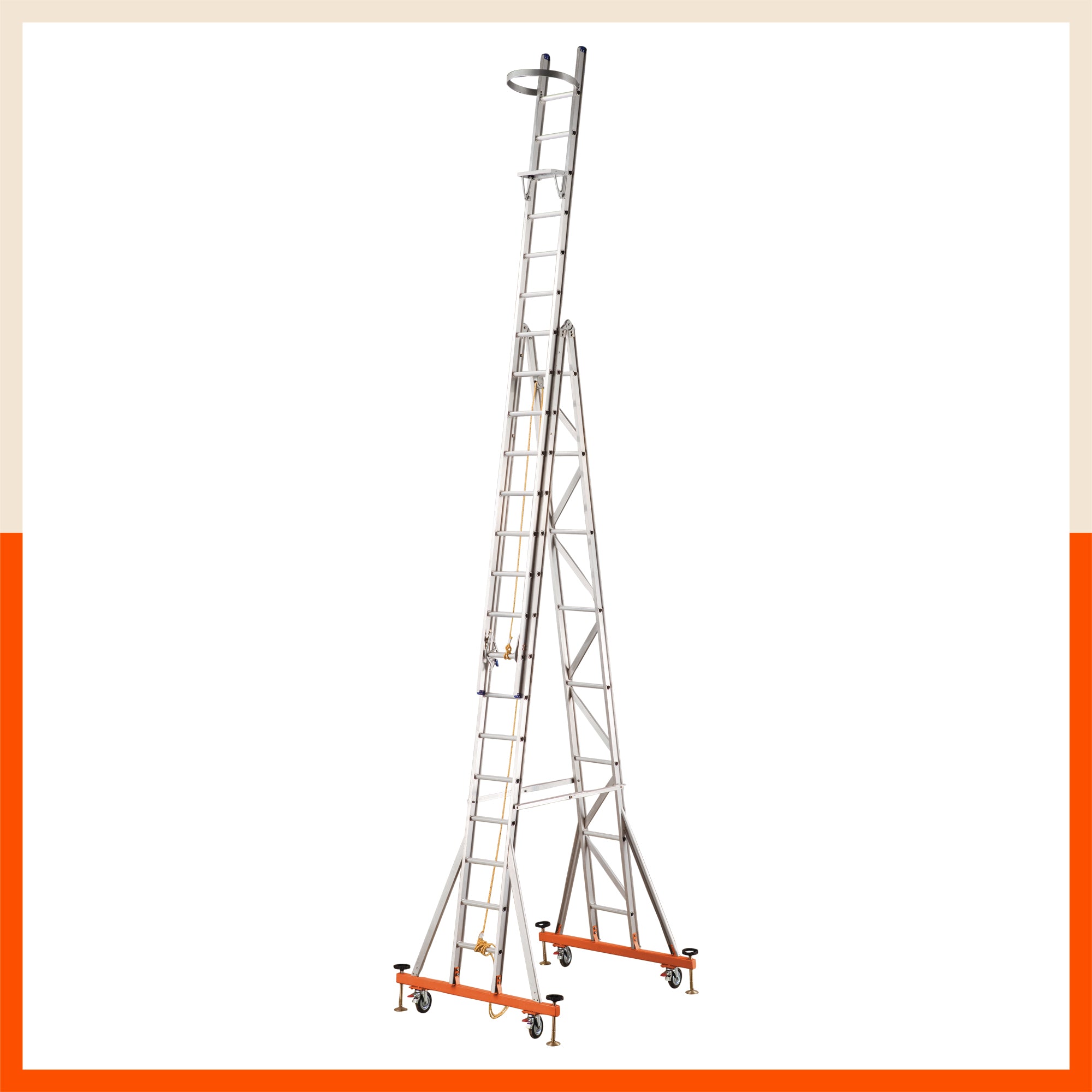 Bathla SE 4100 – Deluxe Self Supporting Ladder (‘I’ BEAM - ‘D” RUNG) with Rope & Pulley System | Medium Duty, 150 kg Load