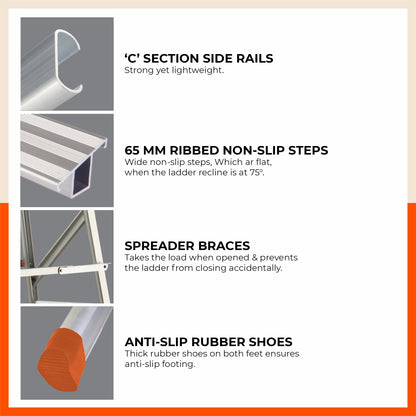 Bathla SS 2000 – Self Supporting Ladder (‘C’ Section, 65MM Steps) | Medium Duty, 125kg Load