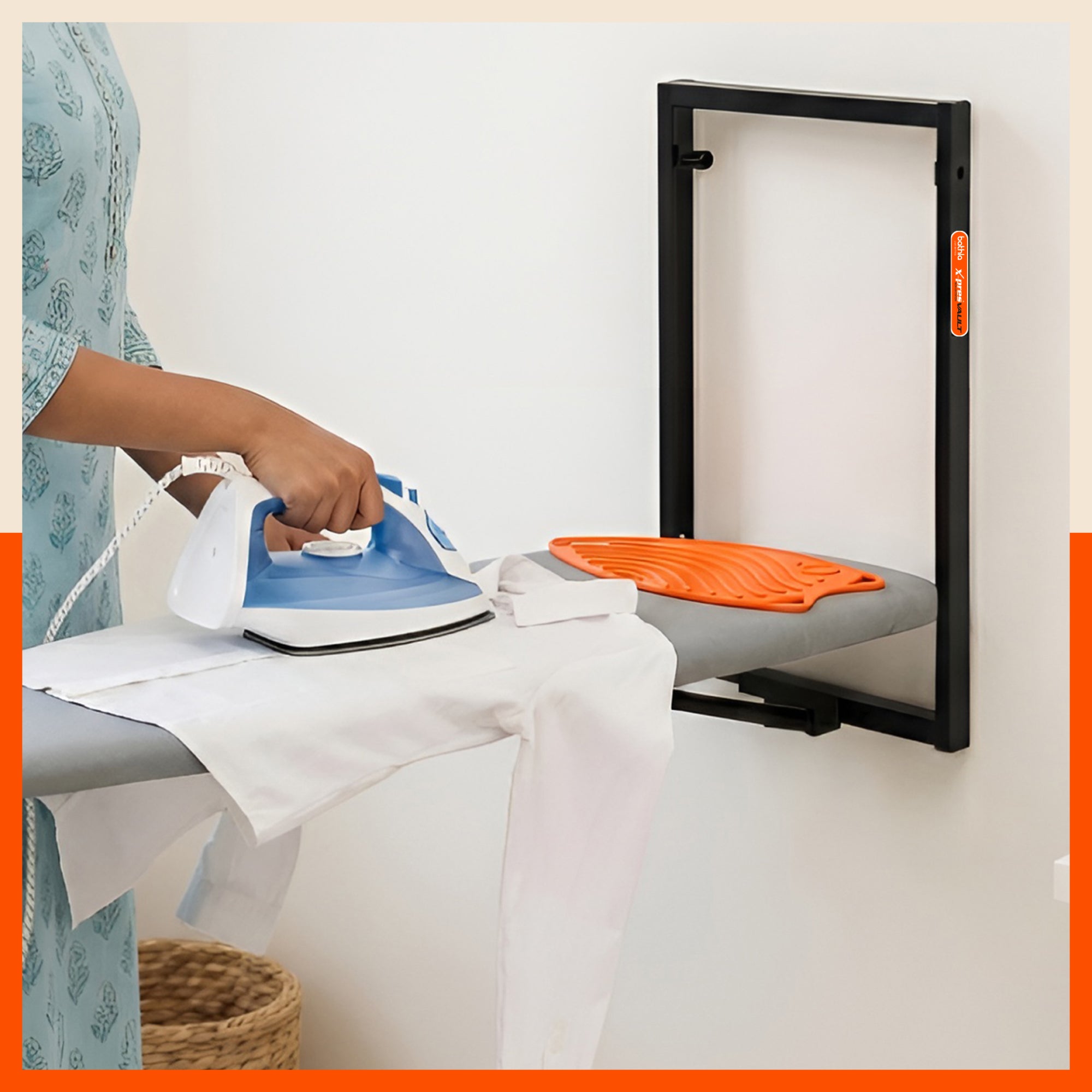 Bathla X-Pres SafeRest Silicone Iron Mat for Hot Iron Rest | Heat-Resistant, Anti-Slip | Washable | Protects Ironing Board from Heat Damage & Keeps Iron Secure - Orange