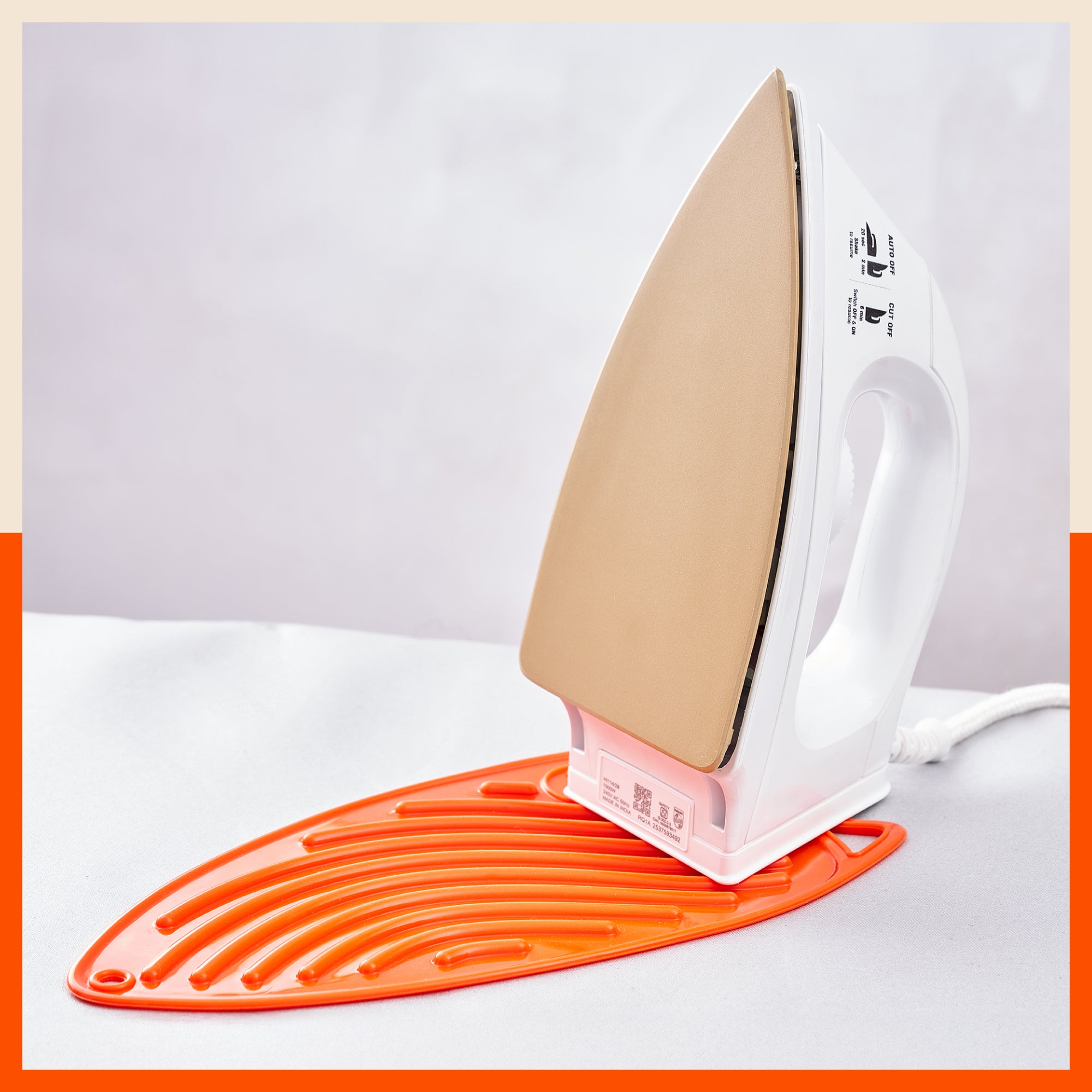 Bathla X-Pres SafeRest Silicone Iron Mat for Hot Iron Rest | Heat-Resistant, Anti-Slip | Washable | Protects Ironing Board from Heat Damage & Keeps Iron Secure - Orange
