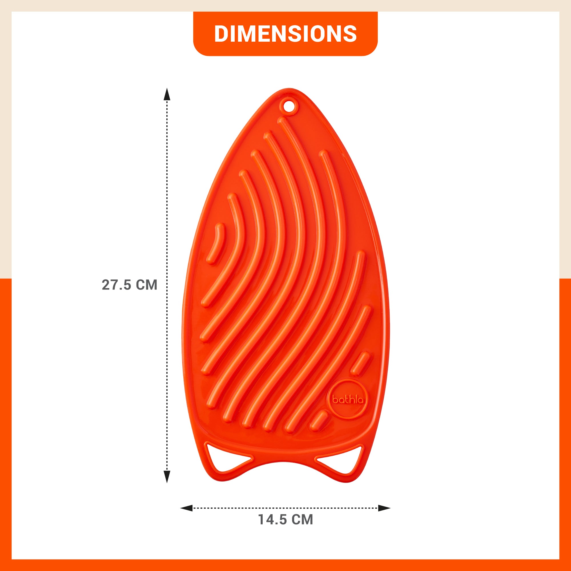 Bathla X-Pres SafeRest Silicone Iron Mat for Hot Iron Rest | Heat-Resistant, Anti-Slip | Washable | Protects Ironing Board from Heat Damage & Keeps Iron Secure - Orange