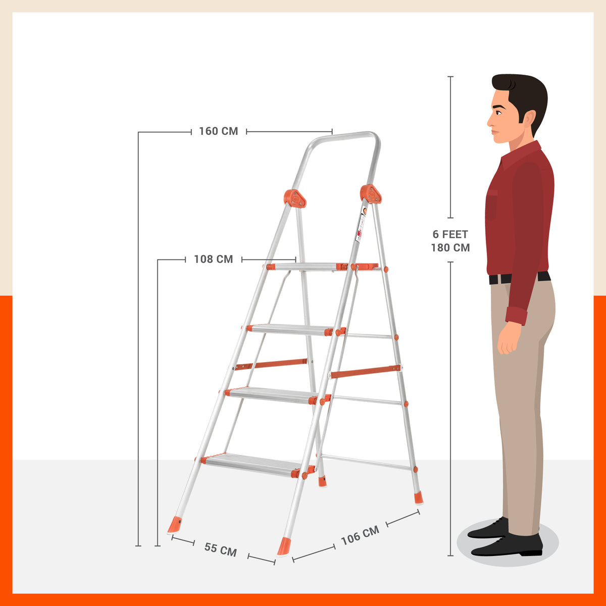 Bathla Surge 4-Step Foldable Aluminium Ladder For Home – Bathla Home