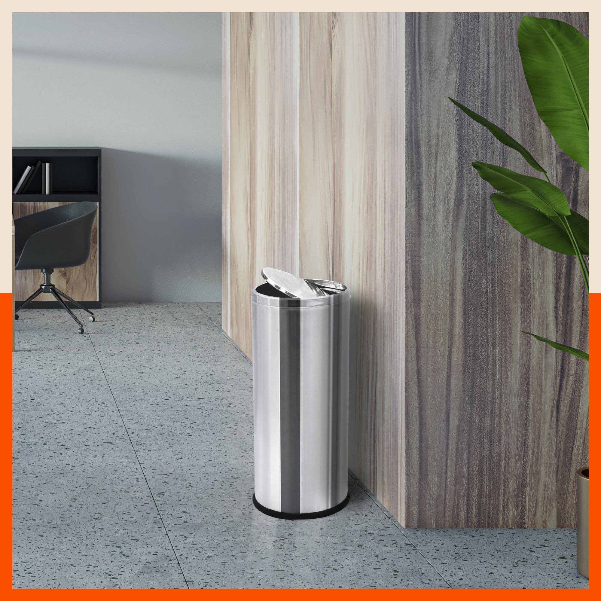 Bathla Stainless Steel Swing Dustbin with Lid for Home, Office & Kitchen - 12 Litres | Swing Lid Trash Can | Durable & Rust-Resistant Garbage Bin