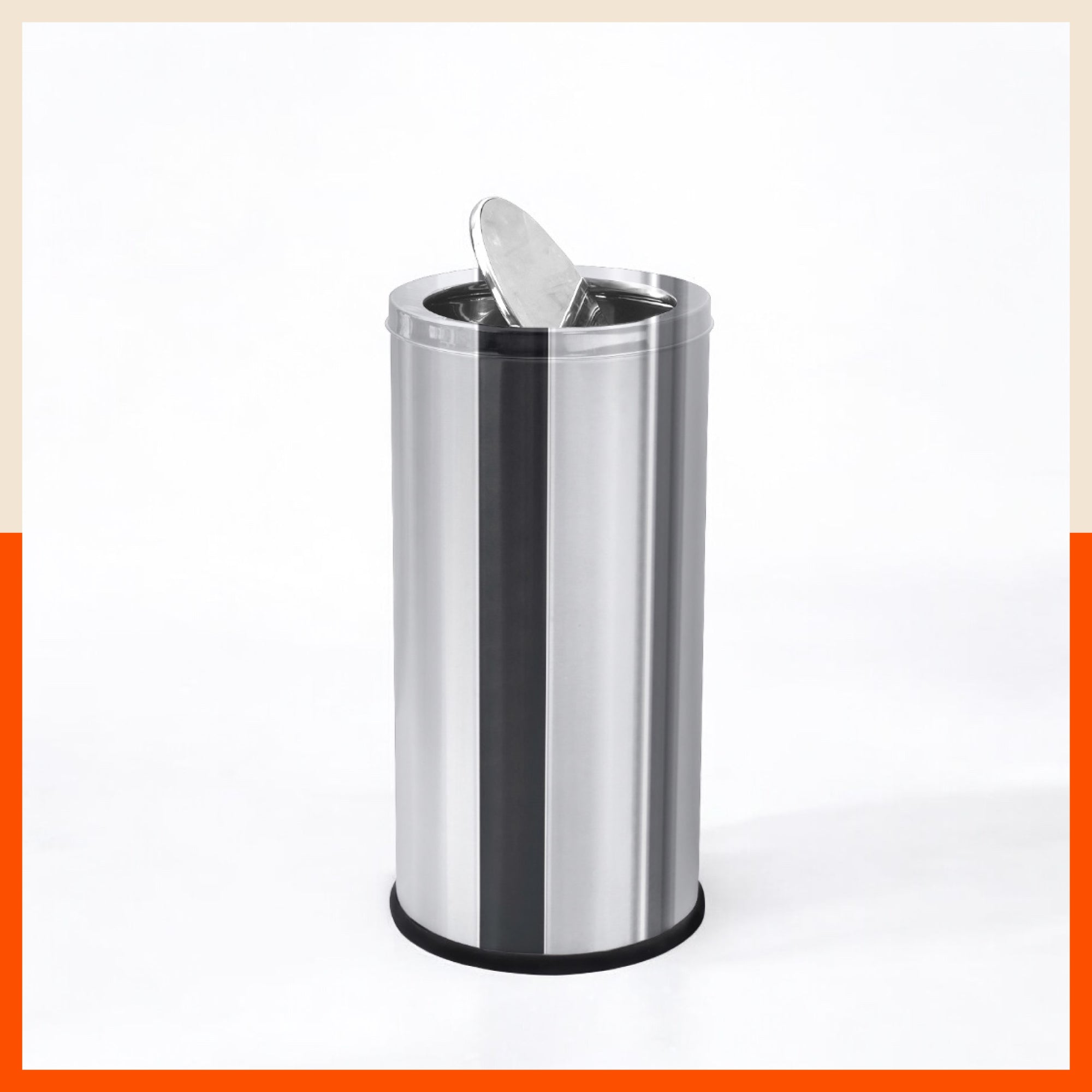 Bathla Stainless Steel Swing Dustbin with Lid for Home, Office & Kitchen - 14 Litres | Swing Lid Trash Can | Durable & Rust-Resistant Garbage Bin