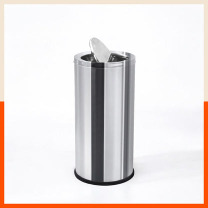Bathla Stainless Steel Swing Dustbin with Lid for Home, Office & Kitchen - 14 Litres | Swing Lid Trash Can | Durable & Rust-Resistant Garbage Bin