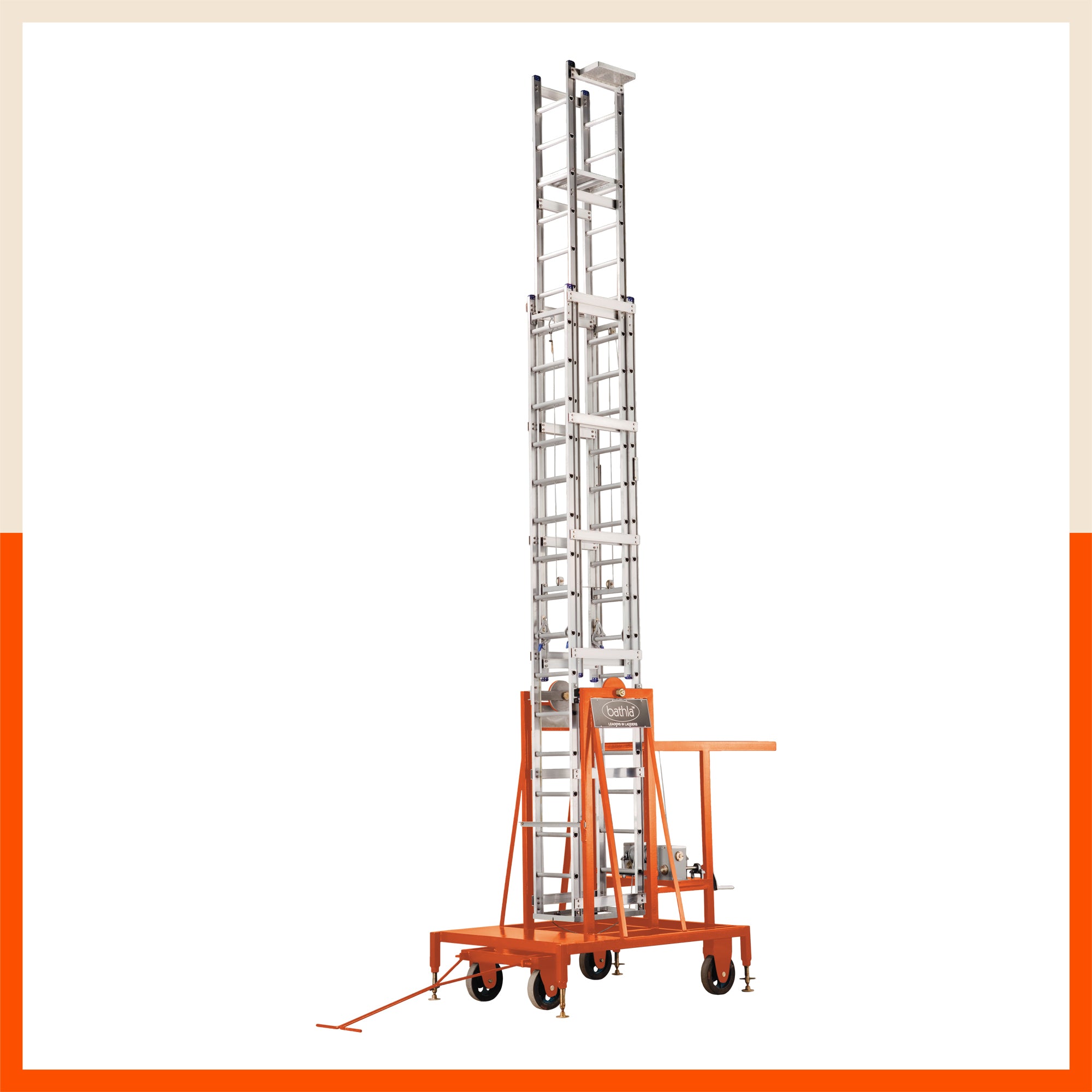 Bathla TX 4100 – Tower Tiltable Ladder (‘I’ Beam, ‘D’ Rung) with Winch Operated Tilting & Self-Locking Mechanism | Extra Heavy Duty, 300kg Load