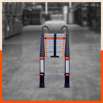 Bathla 12.5 ft Aluminium Telescopic Ladder | 2-Year Manufacturer Warranty | Portable & Compact | Made in India (13 Step - 3.8 mtr)