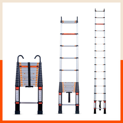 Bathla 14.5ft Aluminium Telescopic Ladder | 2-Year Manufacturer Warranty | Portable & Compact | Made in India (15 Step - 4.4 mtr)