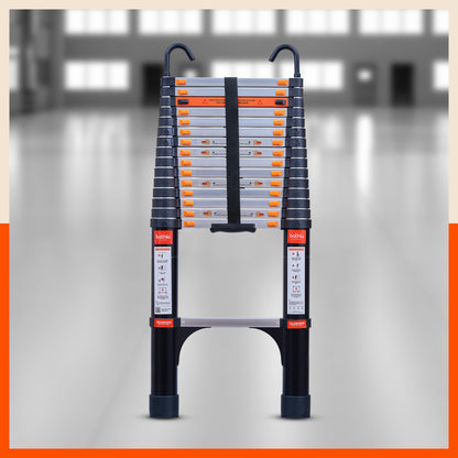 Bathla 23.6 ft Aluminium Telescopic Ladder with Safety Hooks & Triangle Stabilizers | EN131 Certified | 2-Year Manufacturer Warranty | Portable & Compact |150kg Load Capacity | Made in India (7.2 mtr)