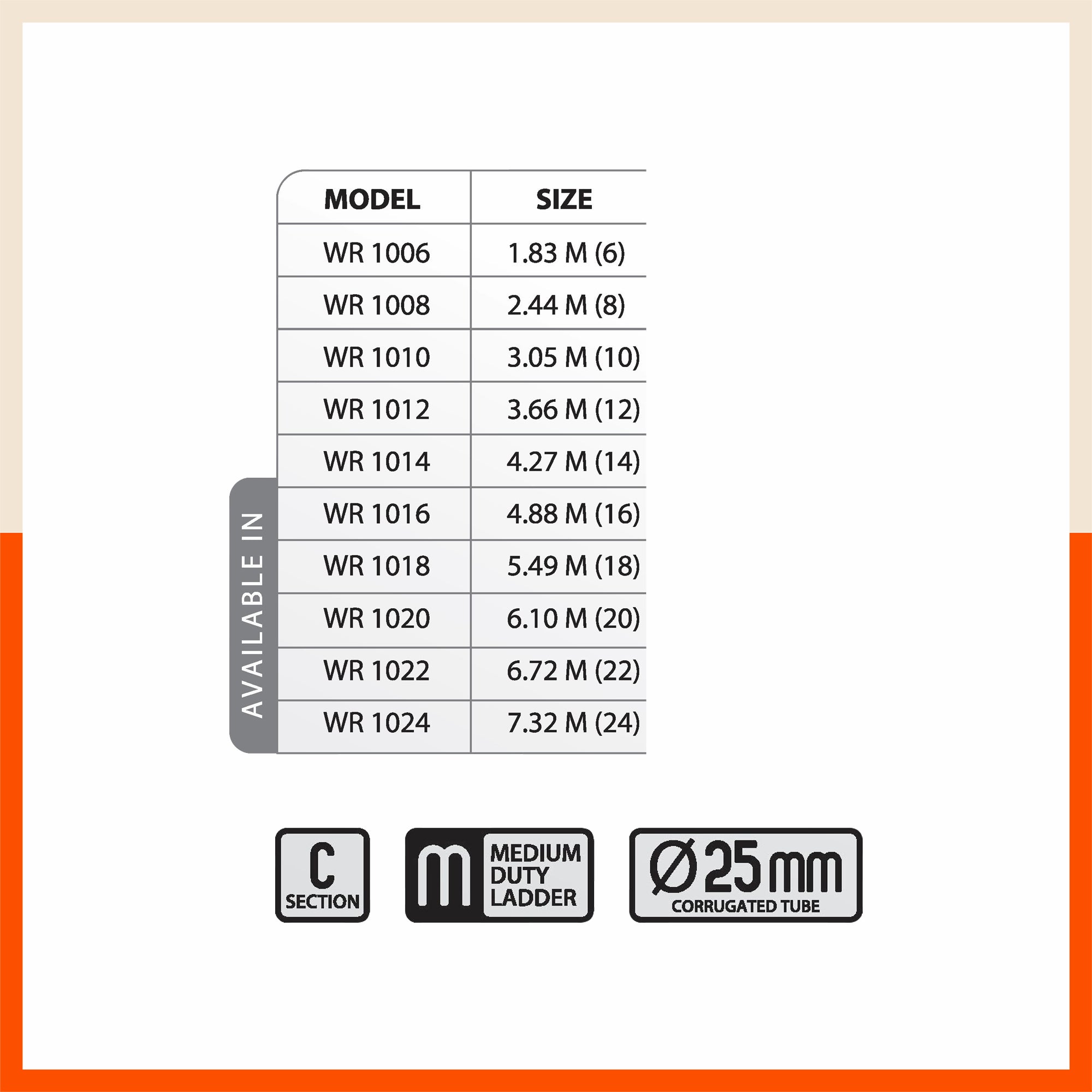 Bathla WR 1000 – Wall Reclining Ladder with 65MM Non-Slip Steps & Rubber Wall Guard