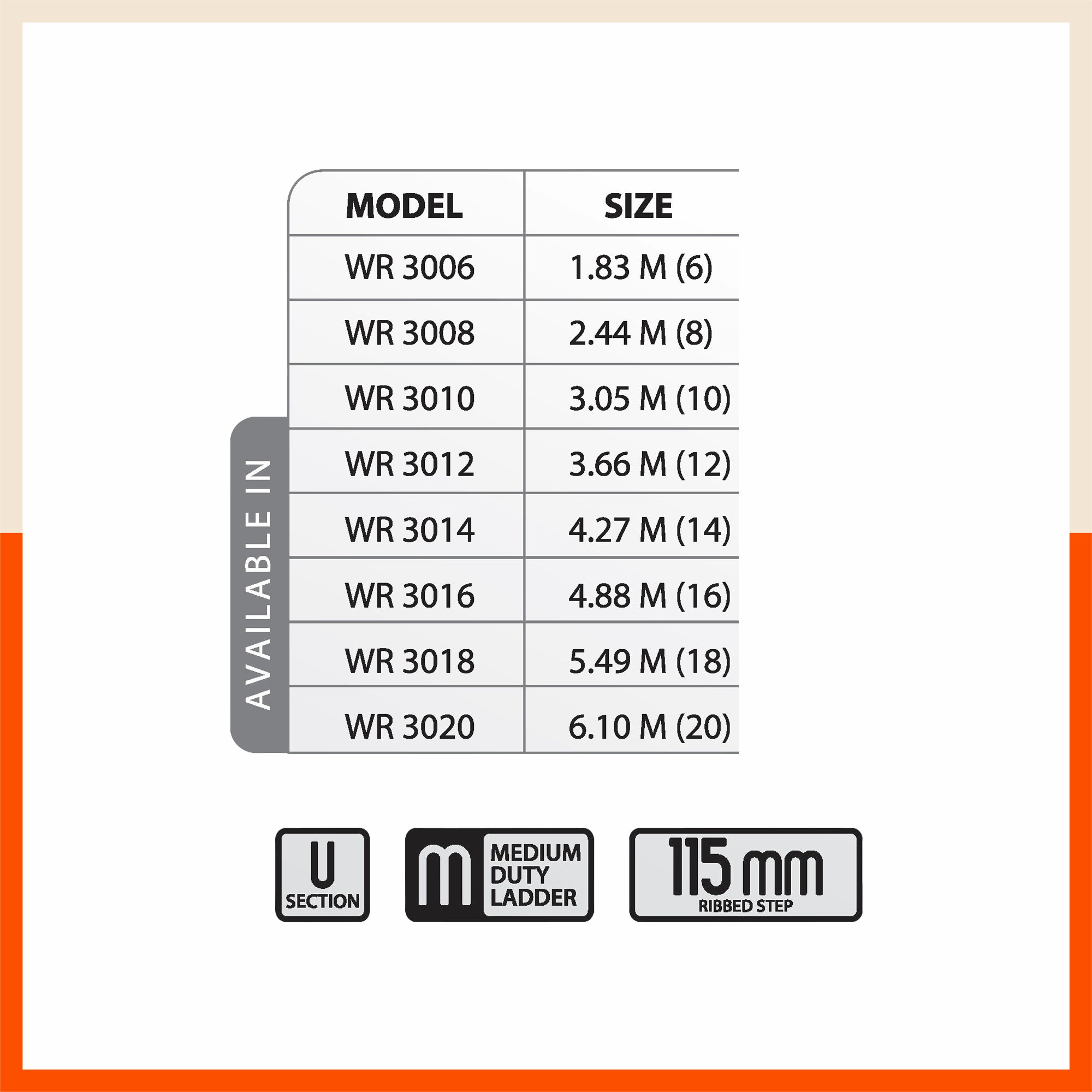 Bathla WR 3000 – Wall Reclining Ladder with 115MM Non-Slip Steps & Rubber Wall Guard