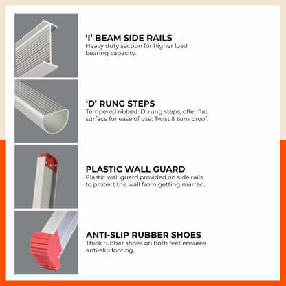 Bathla WR 4000 – Wall Reclining Ladder with 65MM Non-Slip Steps & Rubber Wall Guard