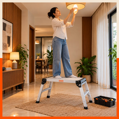 Bathla Vantage Aluminium Work Platform | Heavy Duty Work Bench | Foldable Work Stand with Wide Platform | Portable Step Platform for Home, Office, Painting, Cleaning, Maintenance & DIY Work